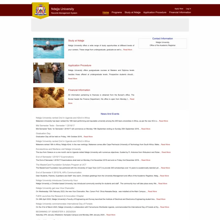 University RMS screenshot